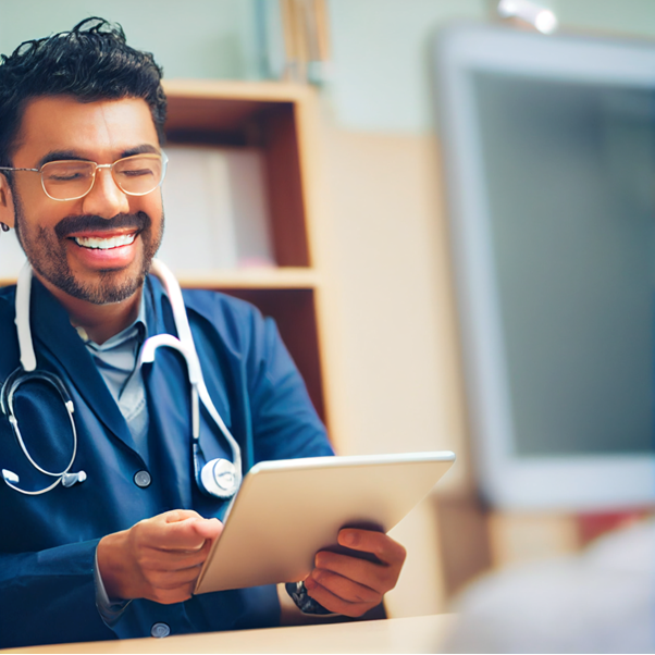 smiling doctor in clinic